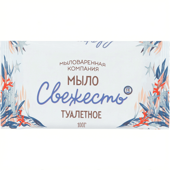 Мыло кусковое 100 г туалетное в цветной обертке ММК, Свежесть