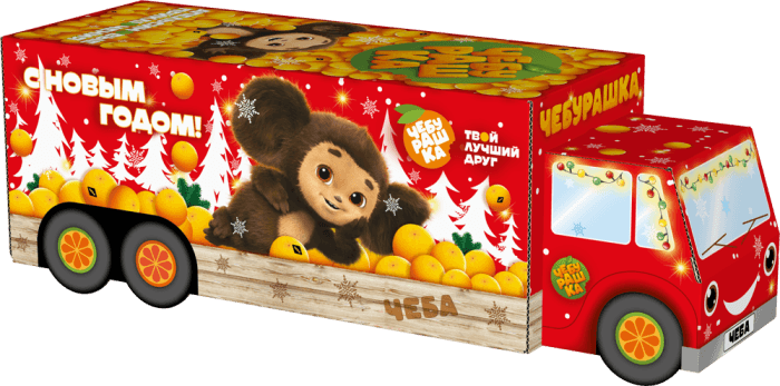 Коробка бумажная для конфет 1,1 кг Фура "ЧЕБУРАШКА"