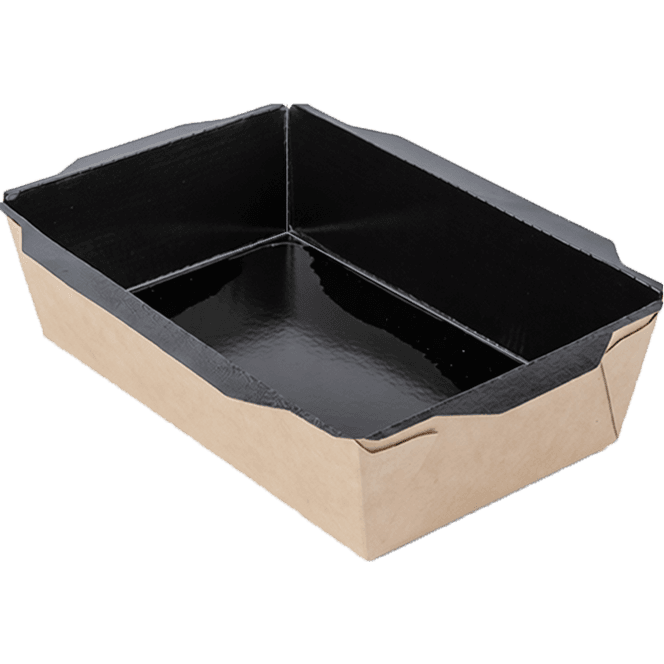 Салатник бумажный 1000 мл с прозрачной крышкой 200*140*55 мм OSQ OpSalad Black Edition, Крафт