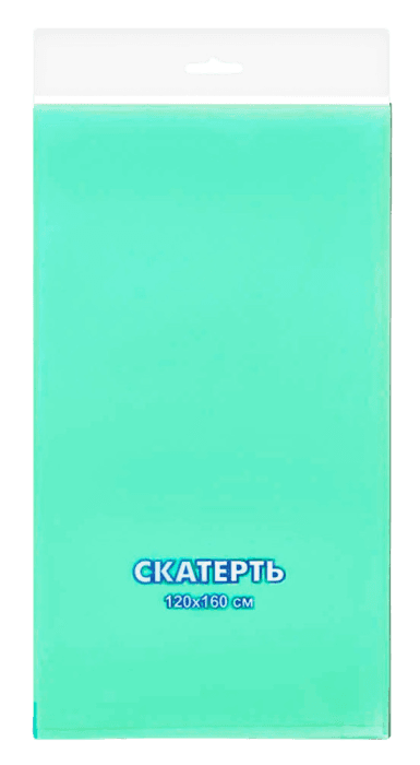 Скатерть 120*160 см "ЗЕЛЕНАЯ" 35 мкм, без рисунка в индив. упак. Ин