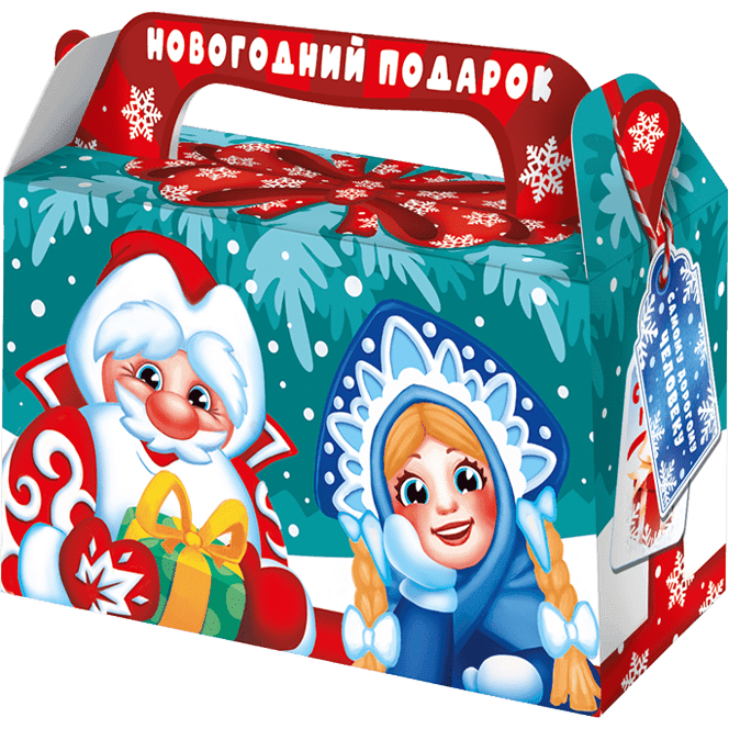 Коробка бумажная для конфет 0,5 кг НОВОГОДНИЙ ПОДАРОК