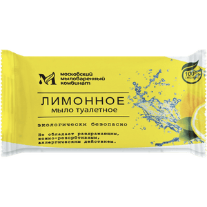 Мыло кусковое 100 гр туалетное "Лимонное" в цвет. оберт. флоупак марки Ординарное ММК