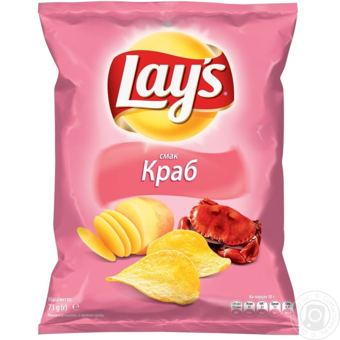 Чипсы "LAYS" 50 г ассортимент, Краб Чипсы "LAYS" 50 г ассортимент, Краб